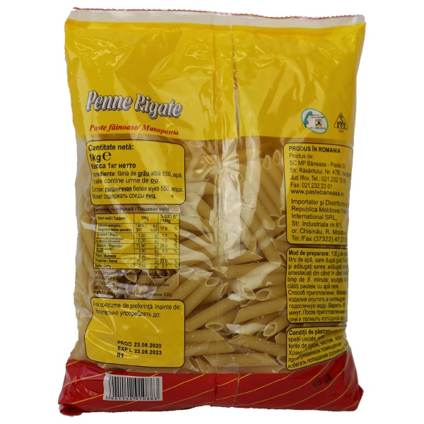 Paste Făinoase Penne Rigate BANEASA 400G - imagine 2