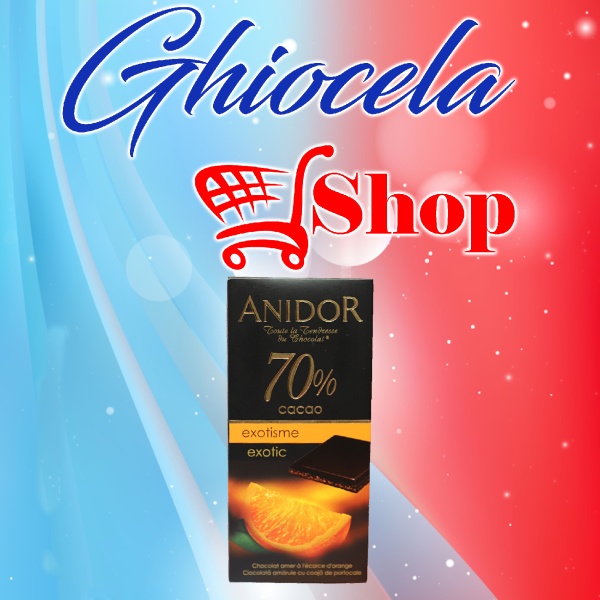 Ciocolată Anidor- 85g- Ciocolată amăruie 70% cacao cu coajă de portocală