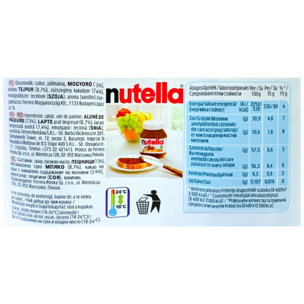 Borcan Nutella- 400g- Cremă de Alune de Pădure cu Cacao - imagine 2