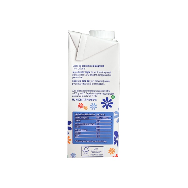 Lapte-Poiana Florilor Cutie 1L-1,5% Grăsime - imagine 2