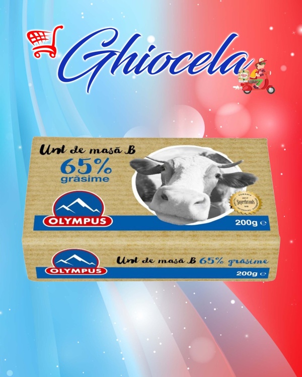 Unt de masa din lapte de vaca Olympus 65% grasime, 200 g.