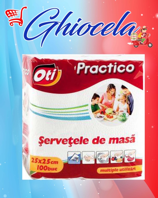 Servetele de masa Oti albe 25x25 cm, 100 buc